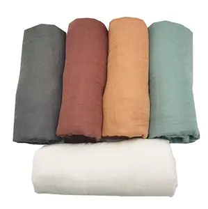 120 x 120厘米库存纯色可用亚丁和阿奈斯平纹细布婴儿毯70% 竹30% 棉白色襁褓毯