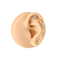 Boucles d'oreilles Tragus à dos plat en acier inoxydable plaqué or Boucles d'oreilles à filetage interne en zircon Anneaux à lèvres Cartilage Helix Piercing Bijoux