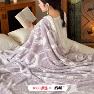 Coral Fleece Blanket 100x150cm 150x200cm 200x230cm Anti Static Home Use Rectangular Floral Pattern Milk Floss Material - Product Image 2