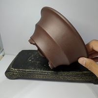 Pot à bonsaï en sable de Yixing, forme ronde, non verni, avec motif linéaire, best-seller