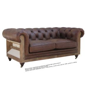 देहाती चमड़े के चेस्टरफील्ड अमेरिकी विंटेज प्राकृतिक काउच लिविंग रूम लकड़ी की प्राचीन शैली के लिए - Product Image 2