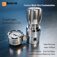 Régulateur de pression de gaz en acier inoxydable 316SS avec diaphragme Hastelloy C276, vanne de réduction de pression de pipeline 100 bars pour gaz haute pureté UHP