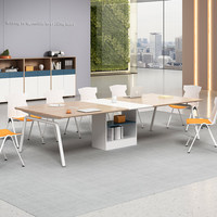 Table de conférence nordique longue, minimaliste, moderne, résistante aux taches et à la saleté, avec boîte de jonction filaire, pour bureau, école, en MDF