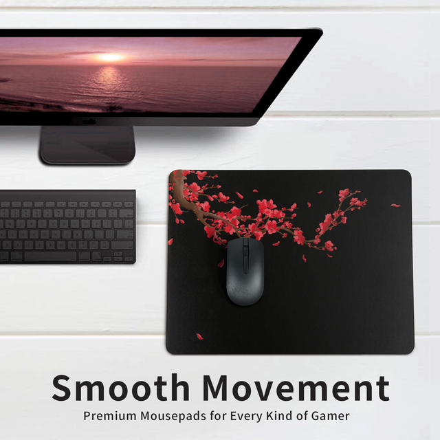 XVX Glass Gaming Mouse Pad Professional Large 410mm*310mm Art Style Black Plum Blossoms Hard Surface Improved Precision & Speed