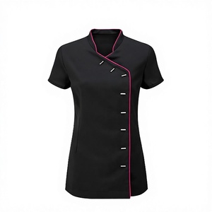 Women's Beauty Spa Hairdressing Salon Scrub Sets <b>Knitted</b> Short Sleeve <b>Tunic</b> Top Hospital Use - Product Image 3