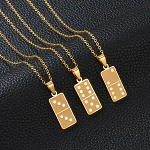 푸에르토 리코 도미노 도미노 펜던트 목걸이 스테인레스 스틸 PR 보석, 없음 패턴 #569062 - Product Image 4