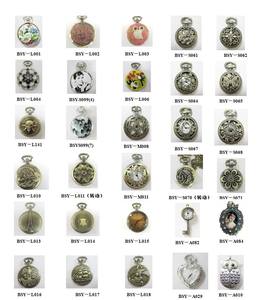 Toptan karışık tasarımlar küçük boy klasik roma bronz Dia 28MM cep saati Vintage antik Model kalp Hollow cep saati - Product Image 1