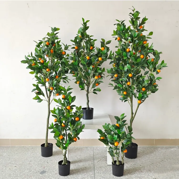 卸売人工オレンジツリー小さな果樹ポット盆栽人工パンツ屋内装飾リアルなオレンジツリー