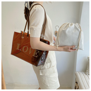 Mode grand sac fourre-tout en PVC Transparent multicolore Ins Style sac à main cadeau sac à provisions en plastique avec Logo et dire quelques mots - Product Image 4