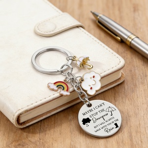 Porte-clés vintage classique en alliage d'acier inoxydable fait main, thème <span class=keywords><strong>m</strong></span>étéo, jours de pluie, encouragement, courage, souvenir - Product Image 4