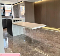 Pieds de table en acrylique transparent en forme de T pour la décoration de la maison, pour la salle à manger/le salon - 20 mm d'épaisseur, écologiques et faciles à assembler