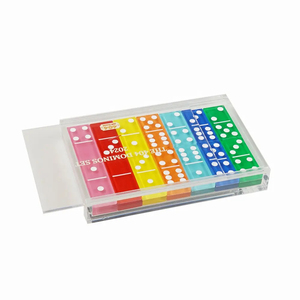 Juego de juguete de dominó de una sola cubierta de color fluorescente, dominó de 28 piezas personalizado de fábrica doble seis para juego de estrategia clásico moderno - Product Image 3
