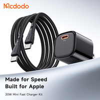 Ensemble de câbles de charge Mcdodo 400/401/469, chargeur rapide USB-C PD 20W avec câble tressé PD 20W de 1,2 m pour la charge d'iPhone, Royaume-Uni/UE/États-Unis