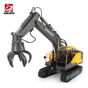 E568-003 1:16 2.4G 4 Channel 3 in 1 RC Excavator Ground Drill Ream Grab Toy Remote Control Truck for Kids