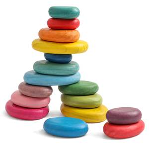 Giocattoli Educativi Montessori per <span class=keywords><strong>Autismo</strong></span>, 16 Pezzi Extra-Large in Legno Liscio, Pietre da Impilare e Ordinare per Bambini 1-3 Anni - Product Image 1