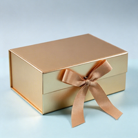 Caja de Regalo Plegable de Color Sólido, con Lazo, Tapa Abatible de una Pieza, Diseño Estampado, para Fiestas, Caja para Archivar