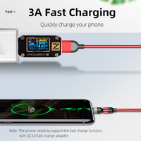 Magnetisches USB-Kabel 540° Drehbar 3A Schnellladung 3-in-1 Micro Type C 8-Pin L-Form Geflochten für Handy Tablet Einzelhandelsverpackung