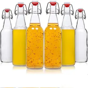 ชุดสตาร์ทคอมบูชาพร้อมขวดแก้วแบบสวิงด้านบน ขวดใสพร้อมฝาปิดสําหรับน้ําผลไม้ ไวน์ การต้มเบียร์ นมเคฟิร์ หรือไข่โน๊ก - Product Image 1