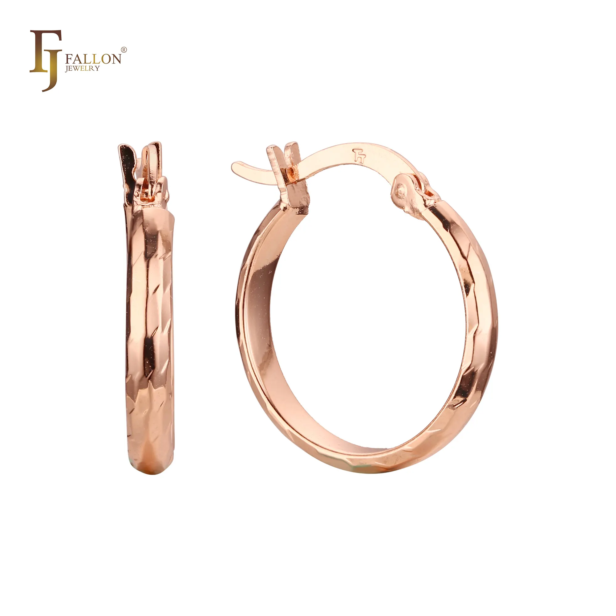 F82100218 FJ פאלון תכשיטי אופנה עגילי חישוק בשלושה גוונים מצופה ברוז זהב פליז על בסיס