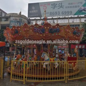 Carrusel de 16 Asientos para Interiores, Atracción de Parque de Diversiones para Ferias y Parques de Trampolines, Hecho de Fibra de Vidrio, Madera, Metal y Acero - Product Image 2