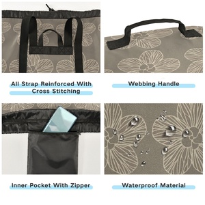 กระเป๋าเป้สะพายหลังแบบพับได้สำหรับซักผ้าลายดอกฮาวาย  กระเป๋าผ้าไนลอนกันน้ำพร้อมเชือกผูก  รับสกรีนโลโก้ - Product Image 2