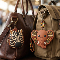 Dompet Koin Silikon Logo Kustom Hewan Liar Afrika Zebra Gajah Jerapah Gantungan Kunci Tempat Penyimpanan Earphone Grosir