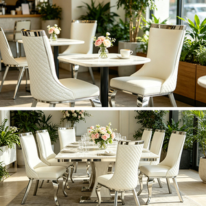 Chaises de salle à manger de restaurant de luxe modernes, design commercial pour hôtel, dossier haut, revêtement en cuir, <span class=keywords><strong>pieds</strong></span> en acier inoxydable - Product Image 5