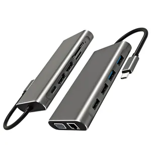 Taşınabilir çok fonksiyonlu Usb C tipi Hdmi 4k SD TF kart okuyucu Pd 100w hızlı şarj göbeği