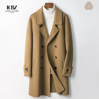 Trench-coat en coton lourd pour hommes pardessus chaud d'hiver avec revers simple boutonnage Slim Fit Long Style Blazer veste surdimensionnée