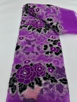 NI.AI Nouveauté Tissu en dentelle de velours perlé à sequins pour robes de mariée africaines