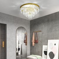 Lustre moderne en fer à 4 niveaux avec cristaux, design hôtelier, luminaires de plafond pour chambre à coucher