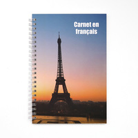 Carnet de notes en papier à ligné français 100 pages pour enfants, cahier d'exercices au trait français en reliure spirale couture selle cahier d'exercice