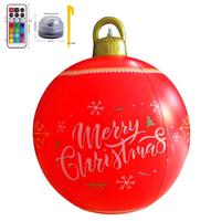 Vente flash - Boule de Noël gonflable en PVC avec LED - Ballon de Noël clignotant pour la décoration extérieure du jardin