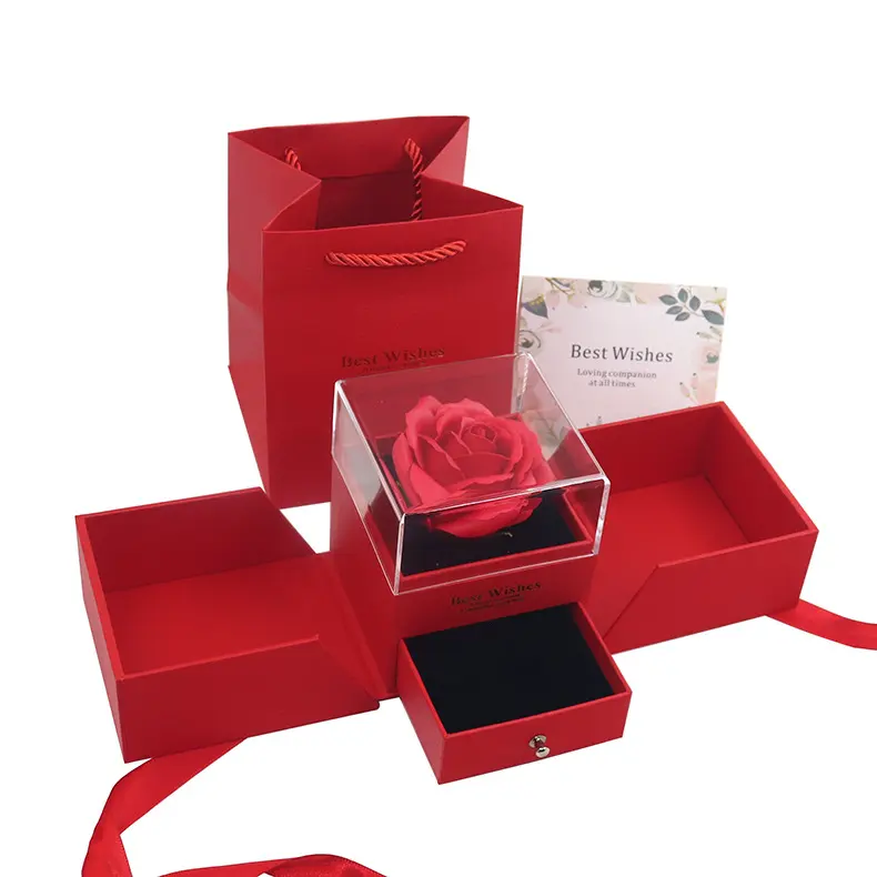 Bulk eterna rosa caixa de jóias imortal para sempre eterna preservada subiu na caixa para o Dia das Mães Dia dos Namorados