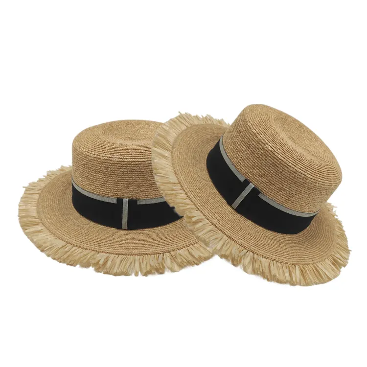 Cappello da sole piatto rotondo Top Jazz cappelli cappelli di paglia carta decorata all'ingrosso moda donna estate spiaggia per le donne pianura femminile JOC
