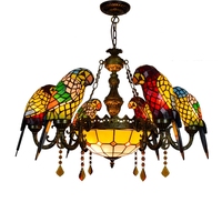 Lampe suspendue européenne rétro pop créativité oiseau Tiffany salon Restaurant chambre décoration Lustre Perroquet cristal