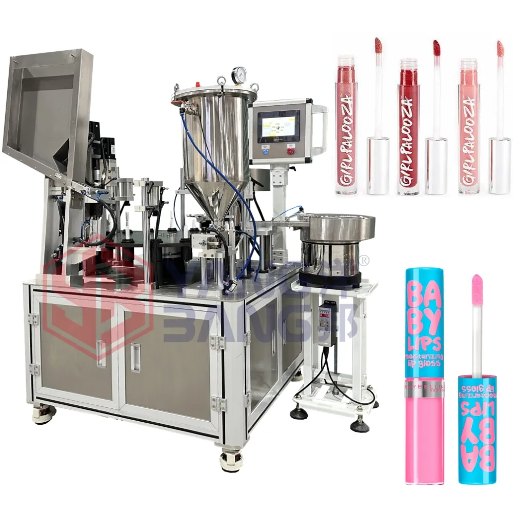 YB-MZ1 Voll-/Halbautomat ische Lipgloss-Röhrchen füllung Stopper ing Capping Machine