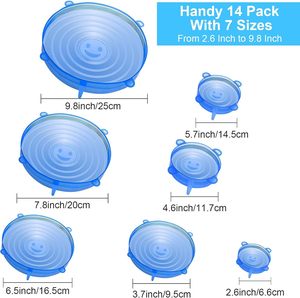 Heat Resistant Reusable Silicone Stretch Lids for Food Storage in <b>Fridge</b> Elastic Heat-Resistant Bowl Covers Cups Cans Jars - Product Image 2