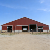Establo para Ganado de Estructura de Acero Moderna de Ensamblaje Rápido, Establo Prefabricado Económico para Vacas, Establo para Engorde de Ganado Vacuno con Techo Impermeable
