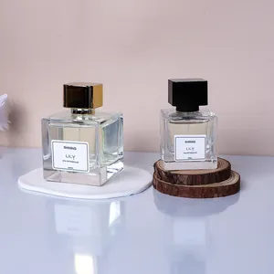 30ml 50 Ml High Quality Square Clear Fragrance Glass Perfume Bottle With Luxury Lid