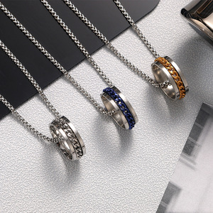 회전 가능한 링 목걸이 유니섹스 유럽 및 미국 힙합 티타늄 스틸 스트레스 해소 패션 목걸이 - Product Image 1