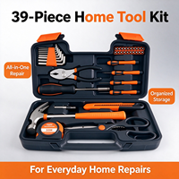 Basic 39-Piece Essential Home Repair Tool Set Complete Fixing Hardware Kit with Box for New Homeowner Housewarming Gift
