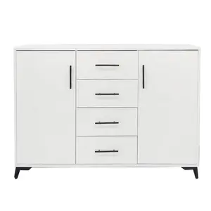 Armario de madera blanco barato, <span class=keywords><strong>4</strong></span> <span class=keywords><strong>cajones</strong></span>, 2 puertas, cajón de almacenamiento - Product Image 1