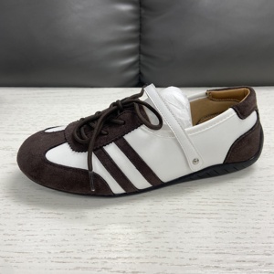Zapatos Casuales de Mujer con Detalle de Rayas, Parte Superior de Mezcla de Tela PU, Suela de Goma Antideslizante, Mocasines Planos de Moda - Product Image 4