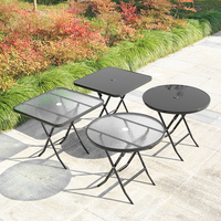 Vente directe d'usine, table en verre ondulé carrée de 60 cm de diamètre, effet vague d'eau, pour jardin et café