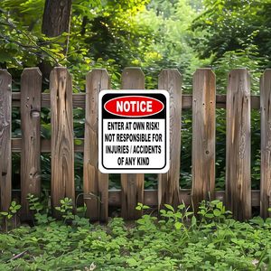 โปรดทราบ ห้ามเข้าโดยต้องรับความเสี่ยงด้วยตนเอง ไม่รับผิดชอบต่อการบาดเจ็บหรืออุบัติเหตุ ป้ายเตือนความปลอดภัย ป้ายเตือนความปลอดภัย - Product Image 4