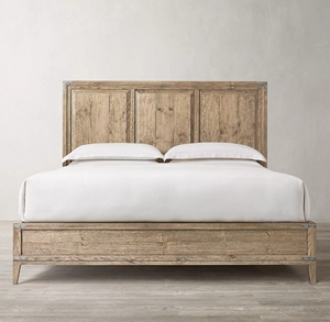 Cama Doble de Madera Maciza Estilo Rústico Americano con Detalles Metálicos Antiguos, Muebles Personalizables para Dormitorio, Villa u Hotel - Product Image 2