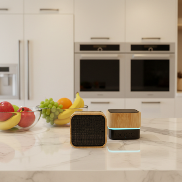 ECO Friendly Recycle Cube Wooden Bamboo Mini Pocket Promotional Gift Wireless Portable Bluetooths Blue Tooth Speaker