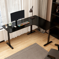 Bureau d'angle réglable en hauteur, poste de travail en bois durable en forme de L, bureau d'ordinateur pour la maison ou le bureau
