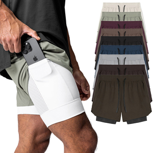 Custom Screen Printed Men's Active Gym Athletic <strong>Shorts</strong> <strong>2</strong>-<strong>in</strong>-<strong>1</strong> Double Layer Built <strong>Compression</strong> 5 Inch Casual Style with Lined Mesh - Product Image 2